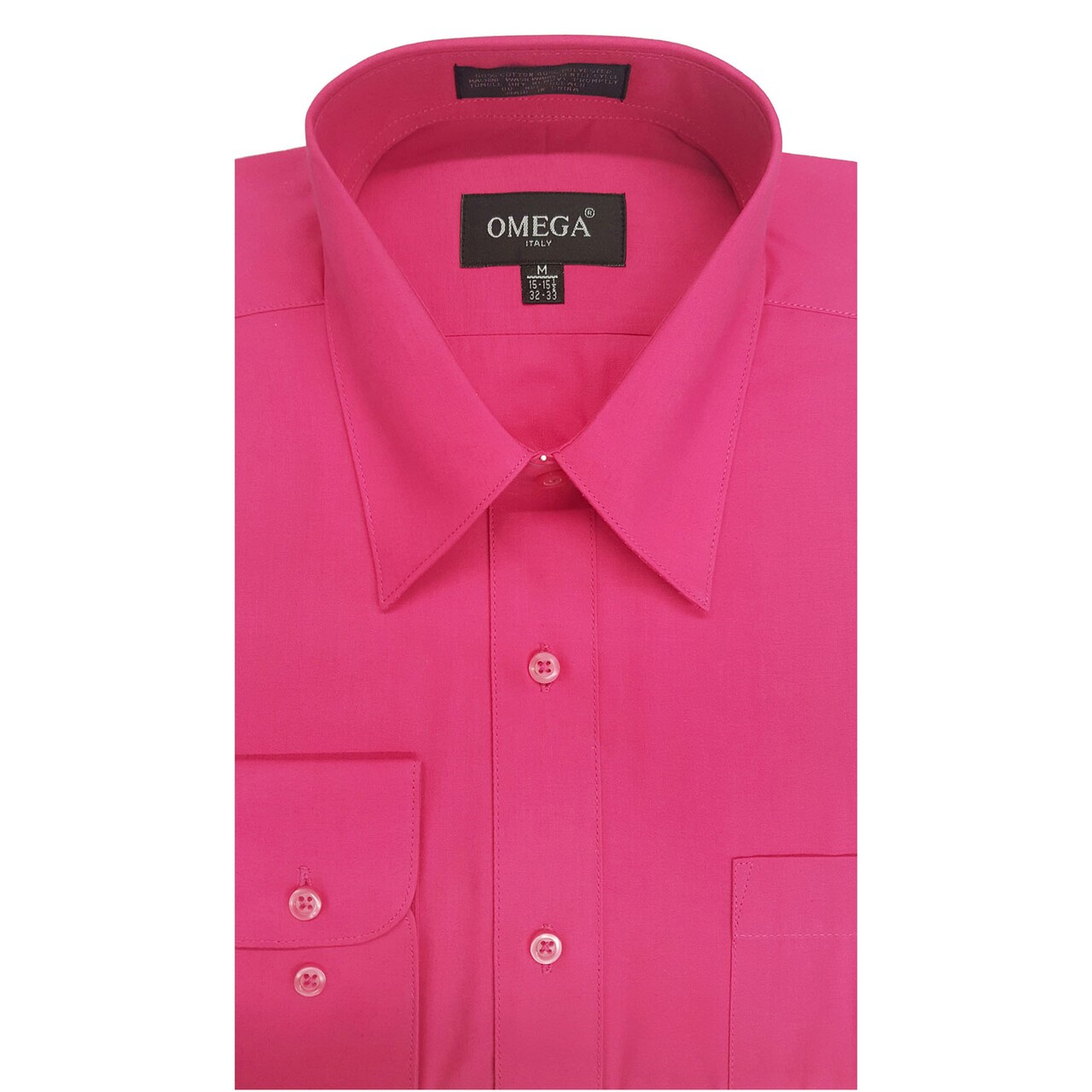 Fuchsia Long Sleeve Polo Shirt – Bold Dress Shirt for Men & Women, Premium Cotton Blend, Convertible Cuffs, Vibrant Solid Color